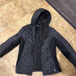 Spyder Women's Black Quilted Hooded Puffer Jacket
